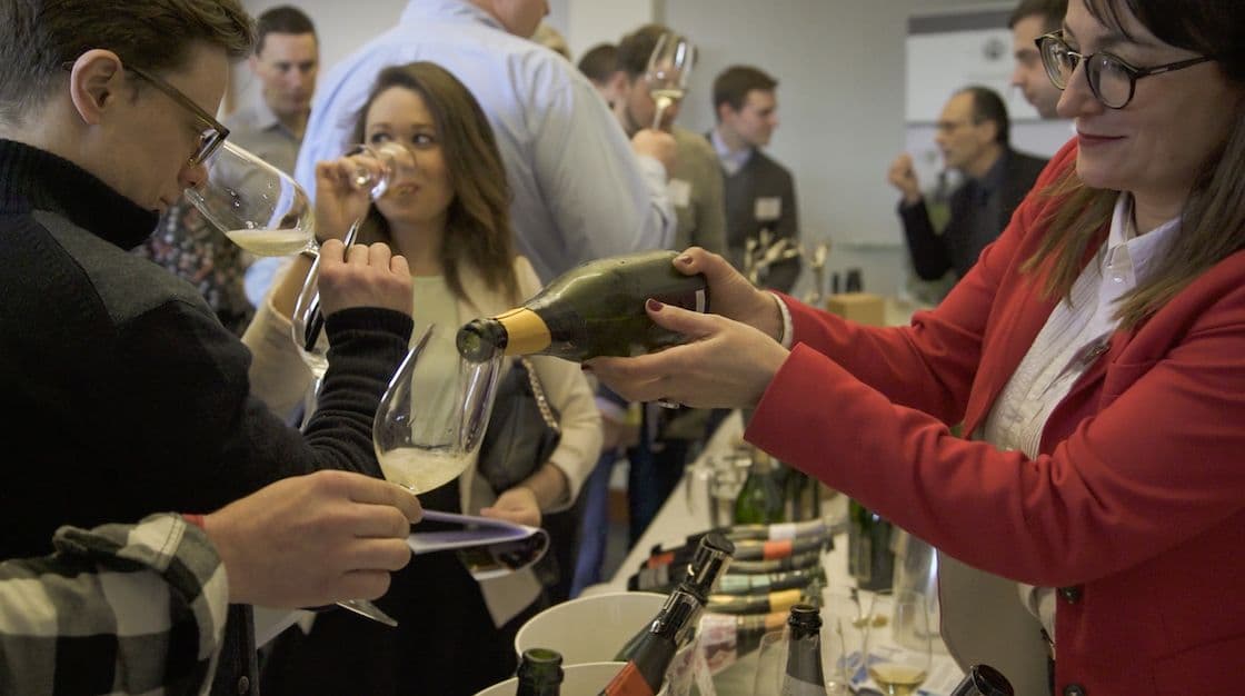David Kermode putting on the spritz at Gonzalez Byass tasting